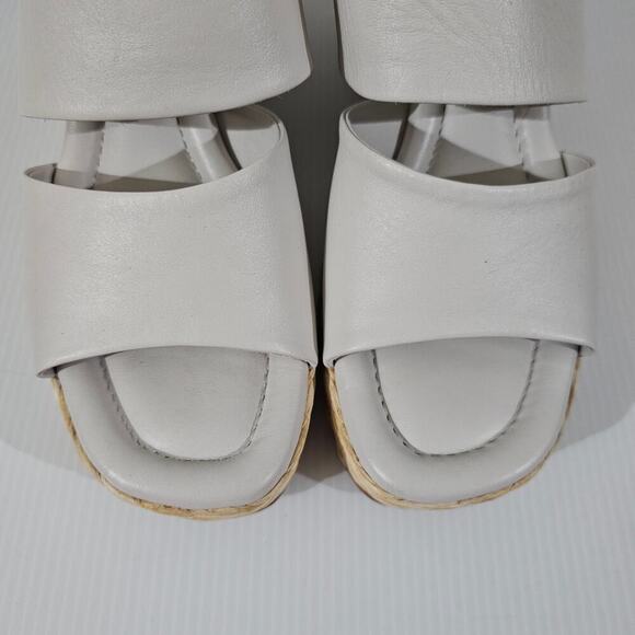 NEW Andre Assous Pilar Wedge Sandal EU 39 Platform Espadrille Off White Leather - Picture 5 of 13